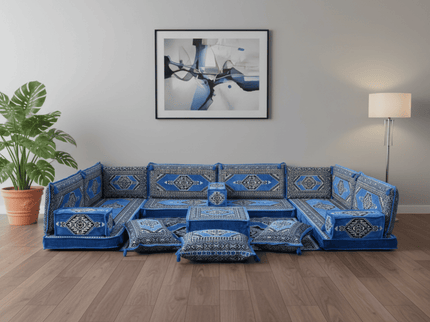 Topkapi U-shaped Arabic floor sofa, Blue 4-inch, photo 1