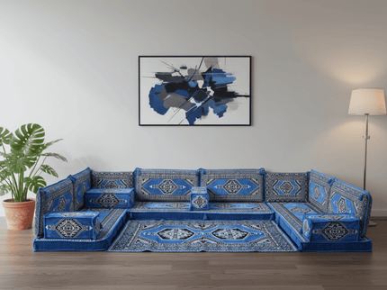Topkapi U-shaped Arabic floor sofa, Blue 4-inch, photo 4