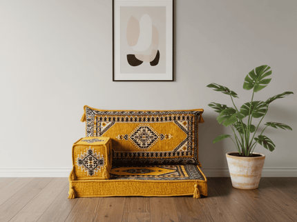 Topkapi Arabic majlis half loveseat, Yellow, photo 1