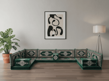 Topkapi U-shaped Arabic floor sofa, Green 4-inch, photo 5