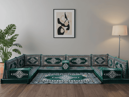 Topkapi U-shaped Arabic floor sofa, Green 4-inch, photo 4