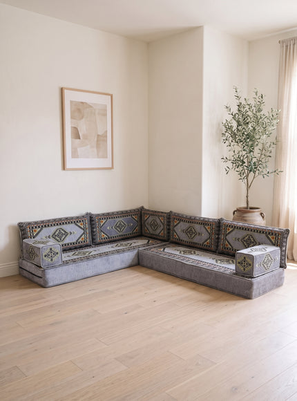 Topkapi L-shaped Arabic floor sofa, Gray 8-inch, photo 1