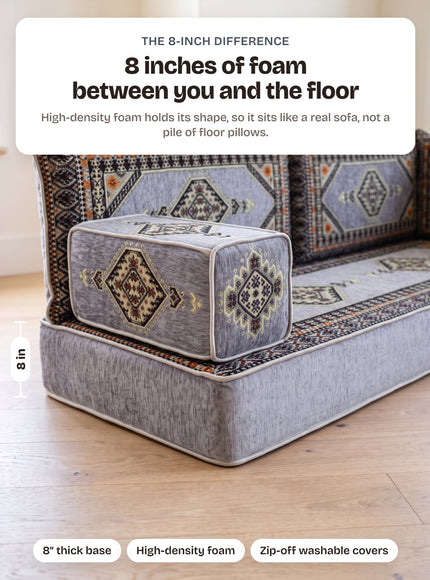 Topkapi L-shaped Arabic floor sofa, Gray 8-inch, photo 5