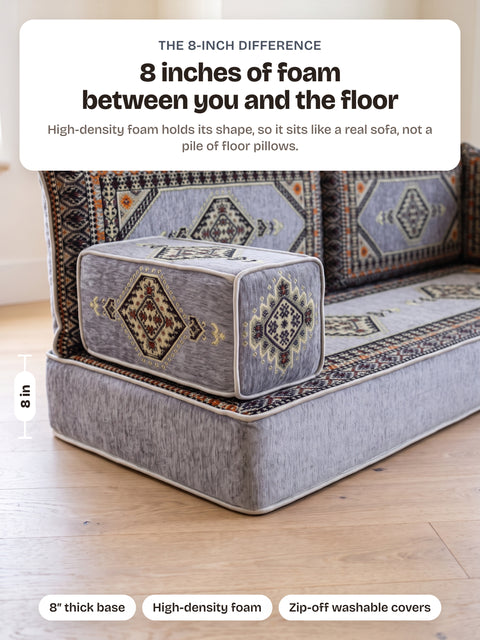 Topkapi L-shaped Arabic floor sofa, Gray 8-inch, photo 5