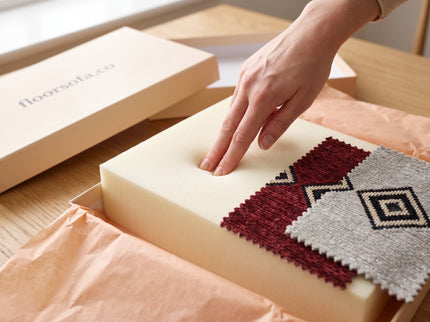 Pressing the foam sample to feel the support