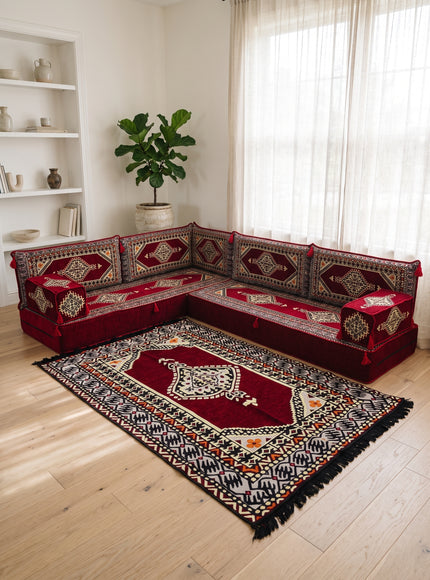 Topkapi L-shaped Arabic floor sofa, Burgundy 8-inch, photo 2