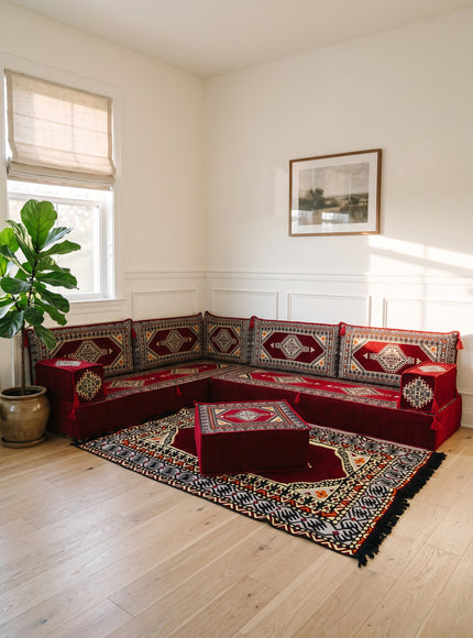 Topkapi L-shaped Arabic floor sofa, Burgundy 8-inch, photo 3