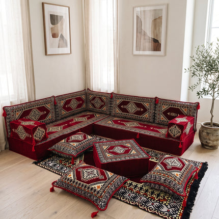 Topkapi L-shaped Arabic floor sofa, Burgundy 8-inch, photo 4