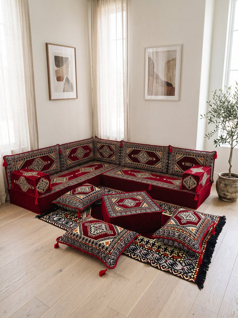 Topkapi L-shaped Arabic floor sofa, Burgundy 8-inch, photo 4