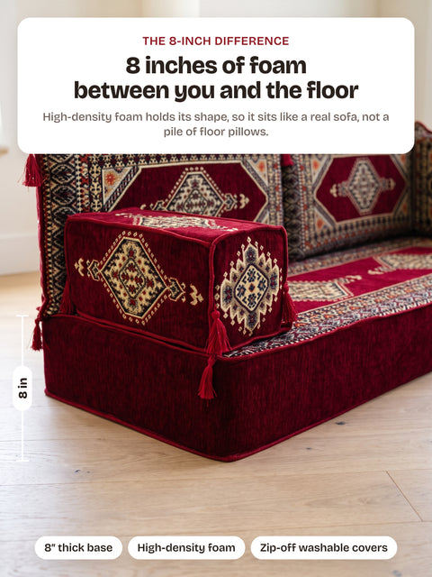 Topkapi L-shaped Arabic floor sofa, Burgundy 8-inch, photo 5
